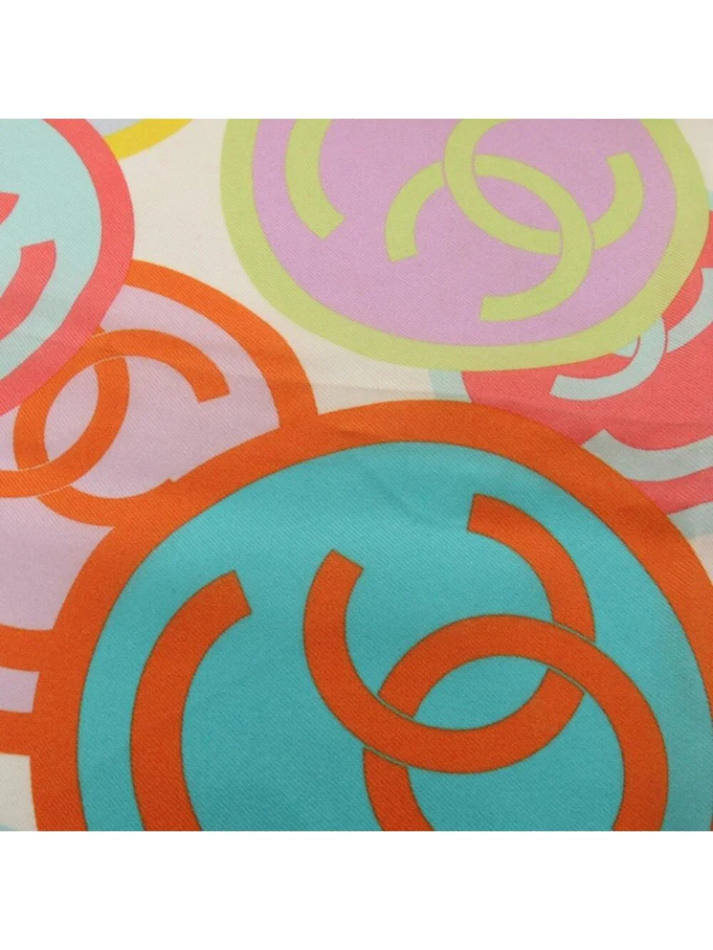 Chanel Scarf CC Logo All Pattern Pink Silk